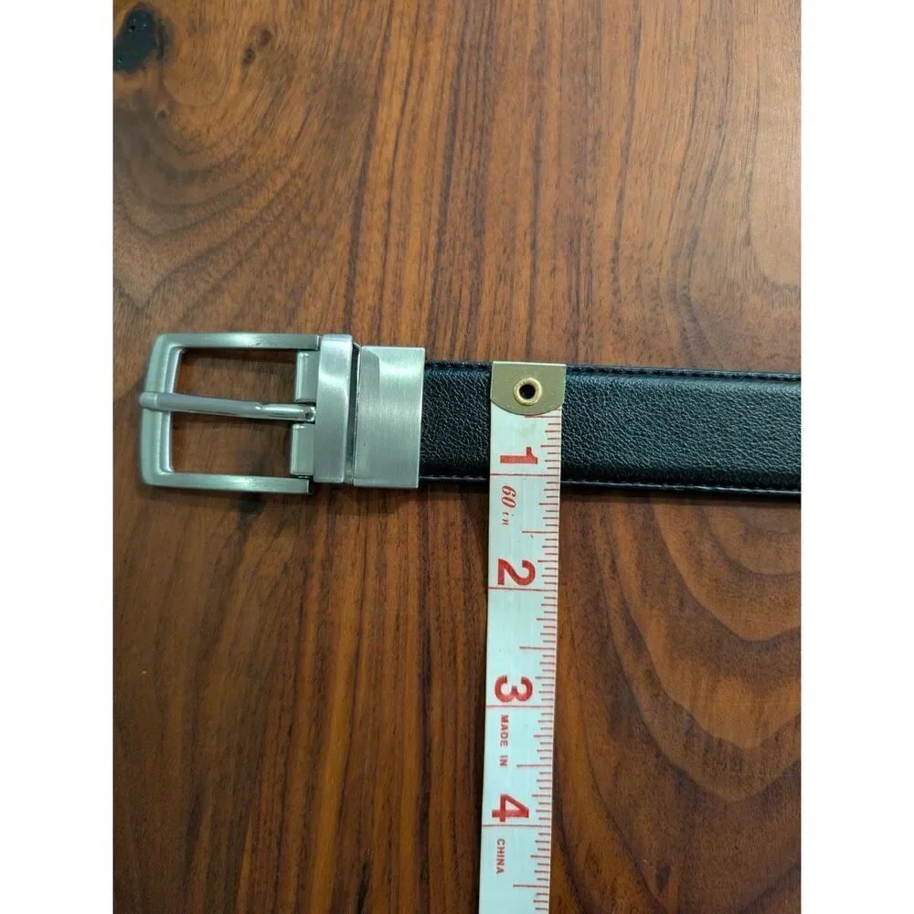 Men's Black Adjustable Silvertone Buckle Casual Classic Dress Belt Small